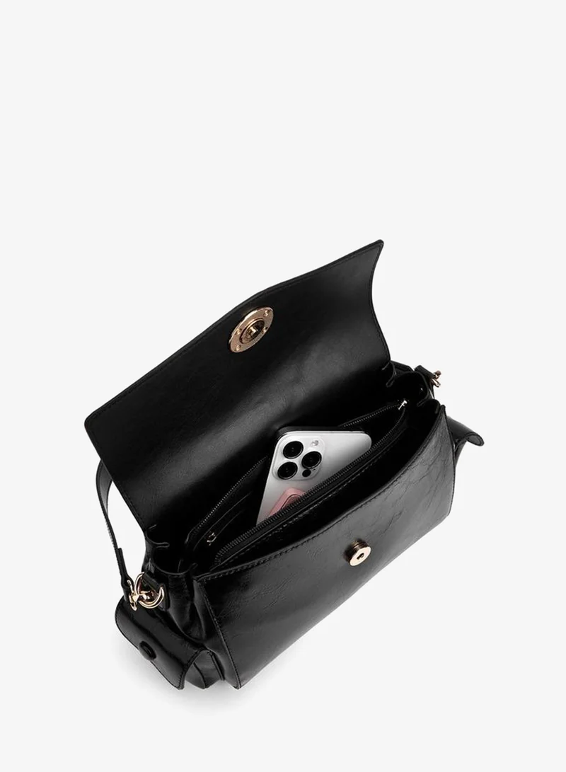Paprika BLACK Solid Shoulder Bag With Detachable Strap for Women | Best Price UAE