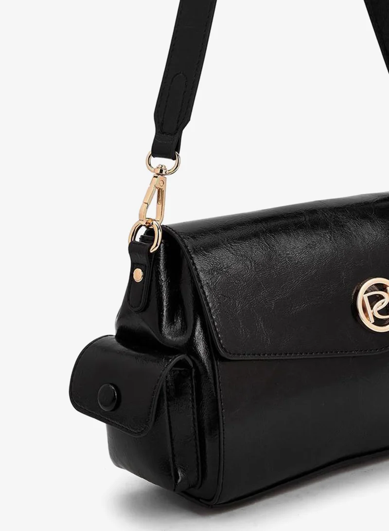 Paprika BLACK Solid Shoulder Bag With Detachable Strap for Women | Best Price UAE