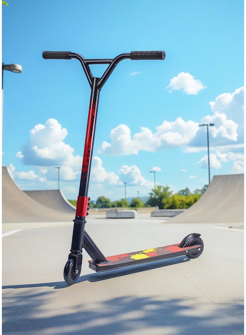 إيزي فيتشور سكوتر EASY FUTURE Stunt Scooter للحركات البهلوانية - سكوتر احترافي ثنائي العجلات بعجلات 110 مم، وسطح من الألومنيوم مع شريط قبضة، وقضبان عريضة على شكل حرف T، وفرامل فولاذية، ودوران 360 درجة، مثالي للمبتدئين والمتوسطين - Image 3