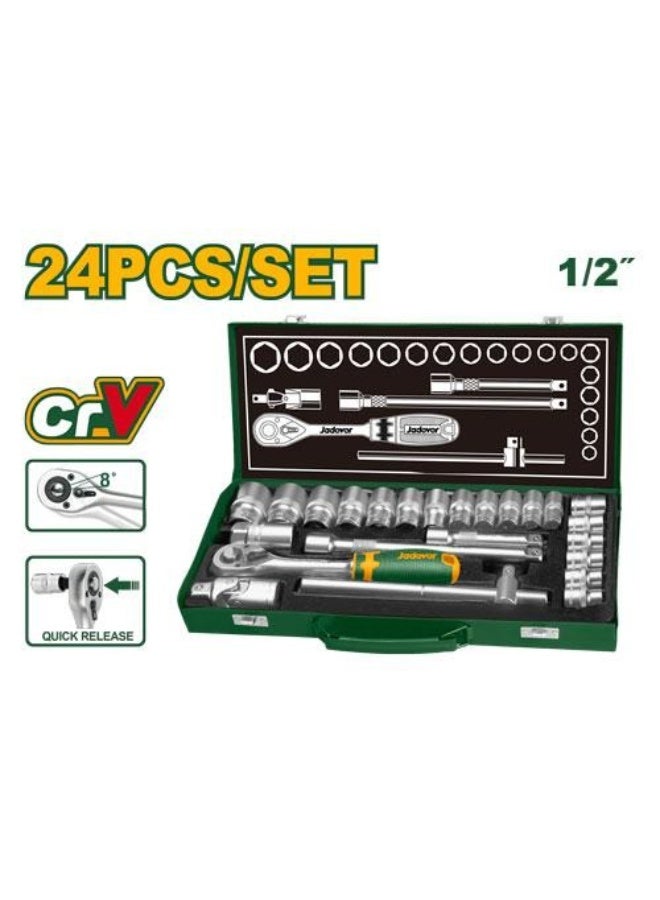 جاديفر  طقم لقم - طقم حبوب JADEVER JDST2L24 مقاس 1/2 بوصة – 24 قطعة متعددة المقاسات بجودة احترافية - Image 1