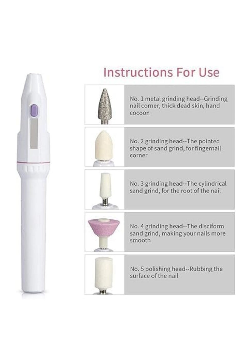 Generic - Professional Adjustable Nail File with 5 Different Heads for Complete Nail Care at Home - Perfect Solution for Manicure, Pedicure and Gel Polish with Portable Mini Design - Image 1