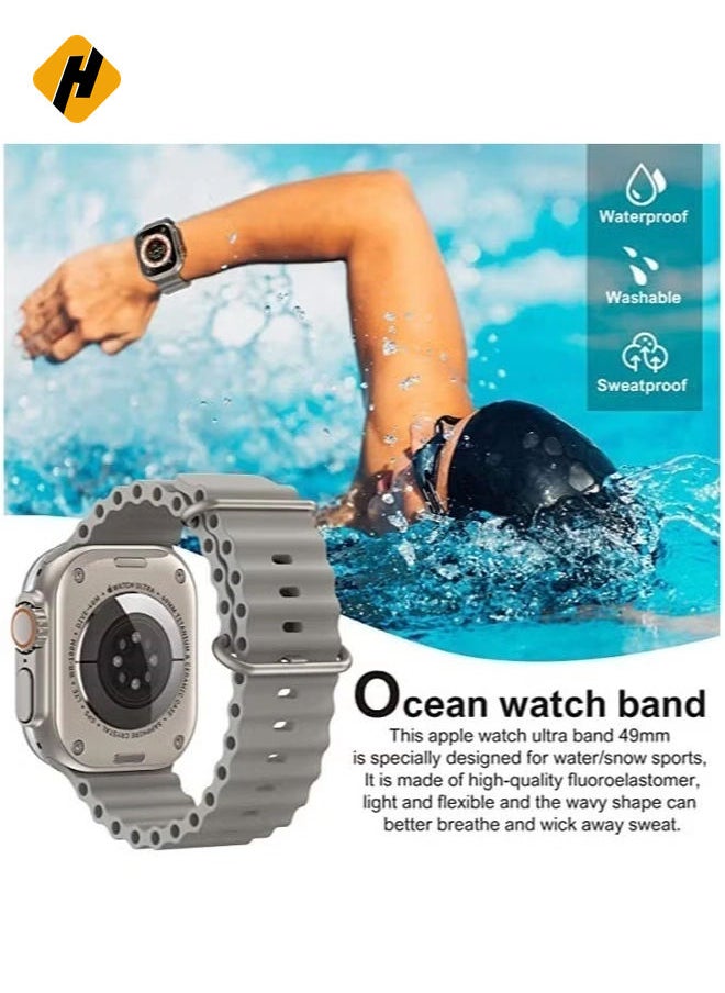 HuHa - 4 Pack Sport New Silicone Band Compatible with Apple Watch Ultra Ocean 42/44/45/49mm Strap for iWatch Series Ultra 8 7 6 5 SE - Image 1