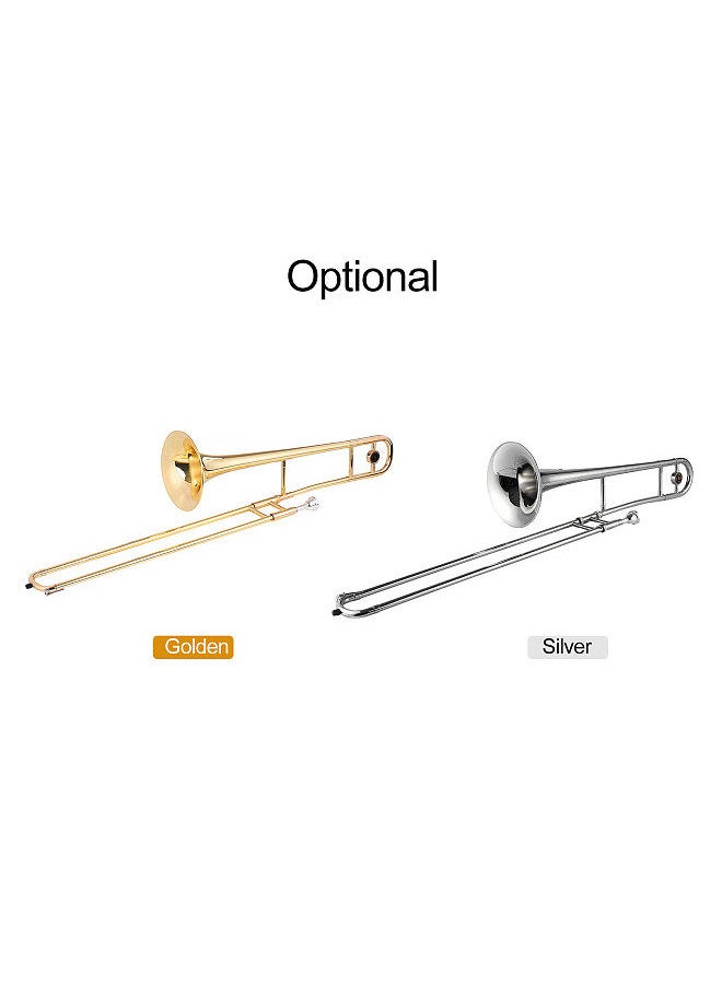 Generic - silver trumpet alto trombone brass bb tone b flat wind instrument with cupronickel mouthpiece cleaning stick case - Image 1