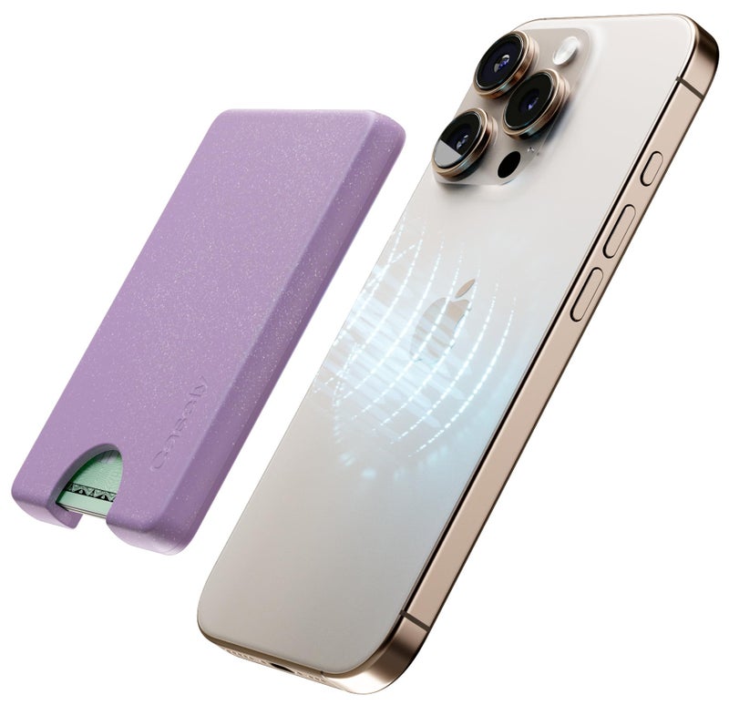 Casely MagWallet | Lavender Waves | Purple Shimmer | Slim Wallet Card Holder | Compatible with MagSafe | Soft-Touch Hard Silicone | Holds Up to 3 Cards - Image 4