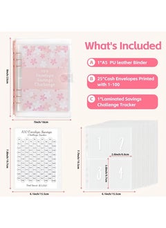 Generic 100 Envelope Savings Challenge, A5 Budget Planner with Challenger Tracker and Pre-numbered Pockets, Money Challenge Savings Book, Budget Binder Savings Book, Ring Binder A5 Pink  - Image 2