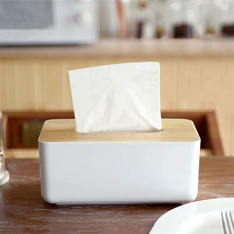 Mishrit 1pc Plastic Wooden Cover Tissue Box Holder Paper Napkin Holder Case Tissue Holder Dispenser Organizer for Car Dcor Home Room Hotel - Image 5