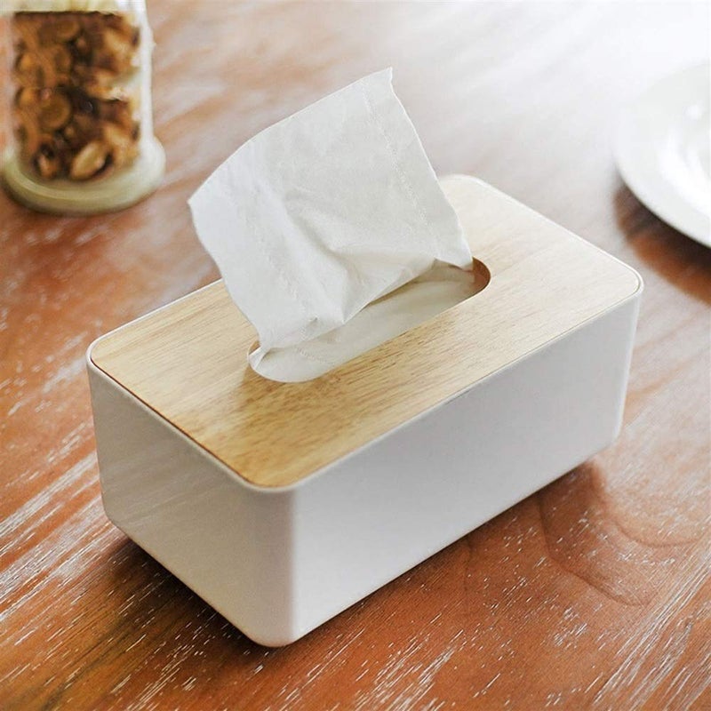Mishrit 1pc Plastic Wooden Cover Tissue Box Holder Paper Napkin Holder Case Tissue Holder Dispenser Organizer for Car Dcor Home Room Hotel - Image 4