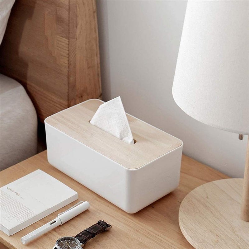Mishrit 1pc Plastic Wooden Cover Tissue Box Holder Paper Napkin Holder Case Tissue Holder Dispenser Organizer for Car Dcor Home Room Hotel - Image 3