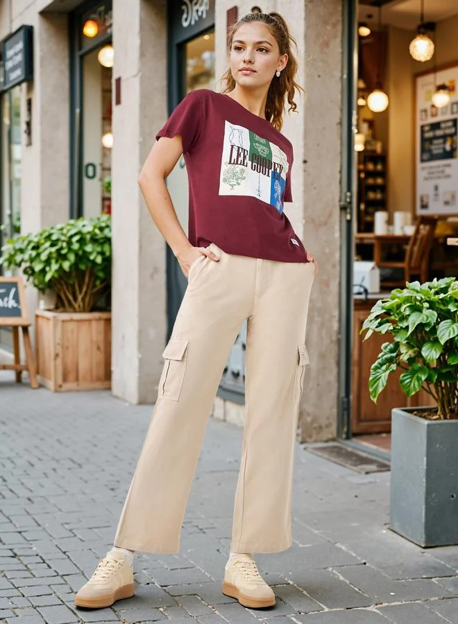 Lee Cooper Lee Cooper Logo Applique Cargo Jeans with Button Closure and Pockets