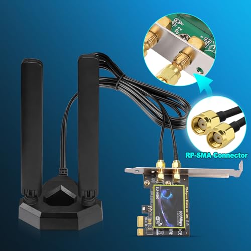 Eightwood WiFi 6E Tri-Band Antenna 6GHz 5GHz 2.4GHz Gaming WiFi Antenna Magnetic Base with 6.5ft Extension Cable for PC Desktop Computer PCIe WiFi 6E Card, Router - Image 5