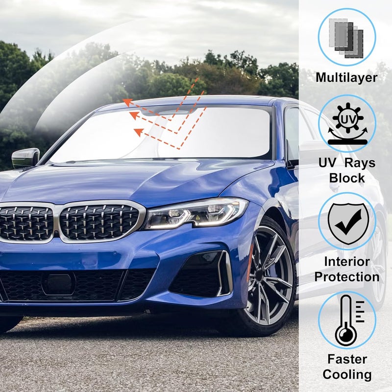 LHFLIVE Windshield Sun Shade for 2019-2025 BMW 3 Series - Foldable Sun Blocker - Image 2