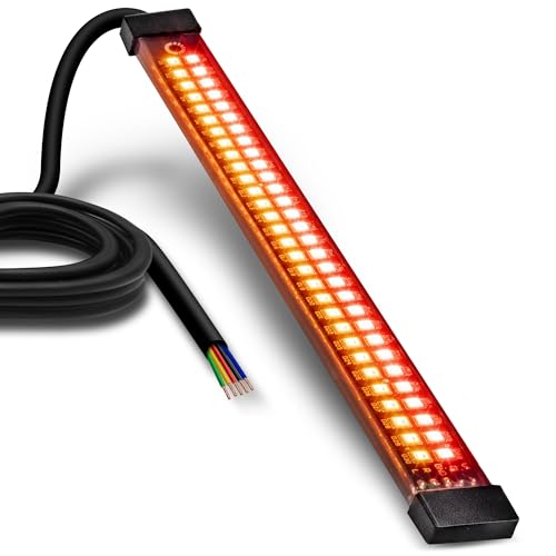ONLINE LED STORE TRUE MODS 1pc 8" LED Motorcycle Turn Signal & Brake Taillight Strip [Waterproof] [Dual Row] [RED Tail & Brake] [AMBER Sequential Blinker] Self Adhesive Surface Mount Flexible Lamp for ATV Dirt Bike - Image 1