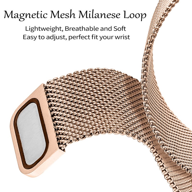 Joyozy Magnetic Band Compatible with Apple Watch Band 38mm 40mm 41mm 42mm 44mm 45mm 46mm Milanese Strap with Bling Case and Screen Protector, Dressy Stainless Steel iWatch Loop for Women (Rose Gold 40mm) - Image 4
