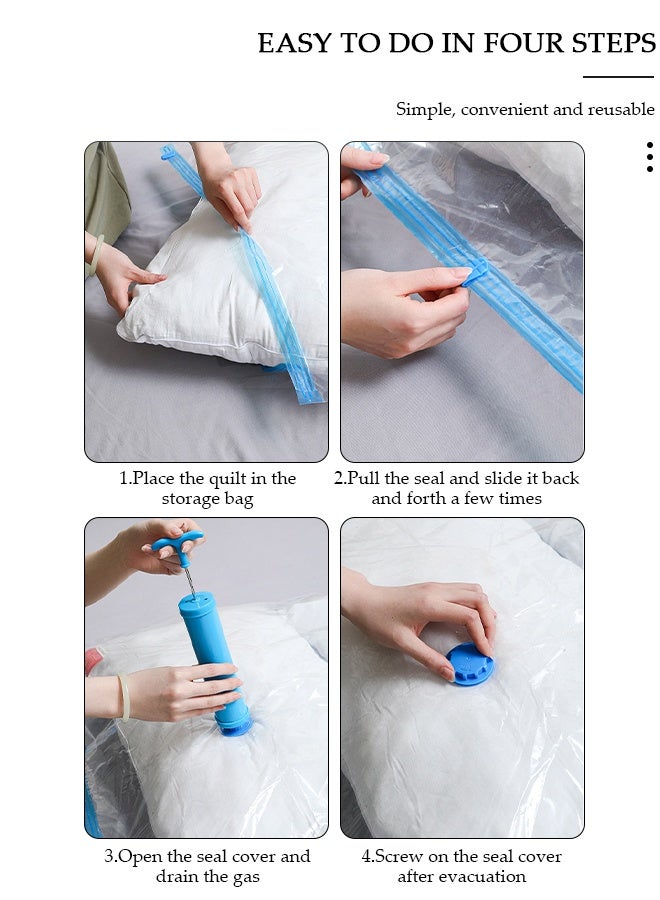 DUNISO 5 PCS Vacuum Storage Bag with Handle Pump, Reusable Travel Vacuum Sealer Bags, Compression Airtight Sealer Bags with Seal Special-Grip Clip, Space Saver Compression Bags for Clothes, Mattress, Blanket, Duvets, Pillows, Comforters, Quilt - Image 3
