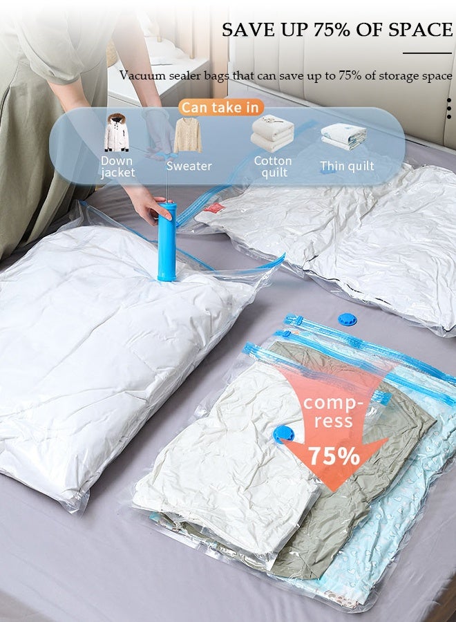 DUNISO 5 PCS Vacuum Storage Bag with Handle Pump, Reusable Travel Vacuum Sealer Bags, Compression Airtight Sealer Bags with Seal Special-Grip Clip, Space Saver Compression Bags for Clothes, Mattress, Blanket, Duvets, Pillows, Comforters, Quilt - Image 5