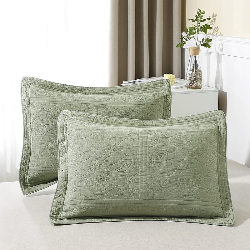 WINLIFE Winlife 100 ٪ Cotton Ceanted Pillow Samp Floral Print Ploral Cover Cover Cover Size Size of 2 Green 