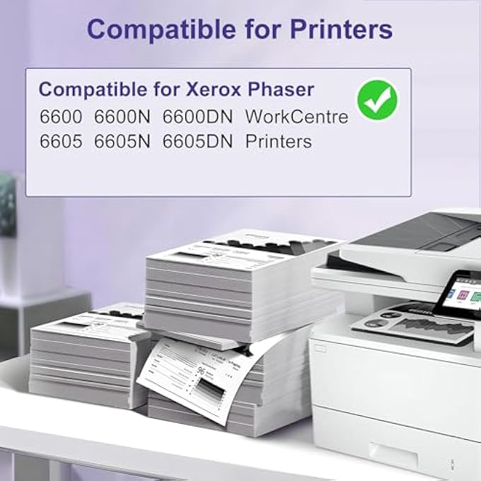106R02228 خرطوشة حبر أسود عالية الإنتاجية بديلة لطابعات زيروكس فايزر 6600/6600N/6600DN وورك سنتر 6605/6605N/6605DN | إنتاجية 8,000 صفحة | خرطوشة حبر 6600 موثوقة (عبوة 2، أسود) - Image 3