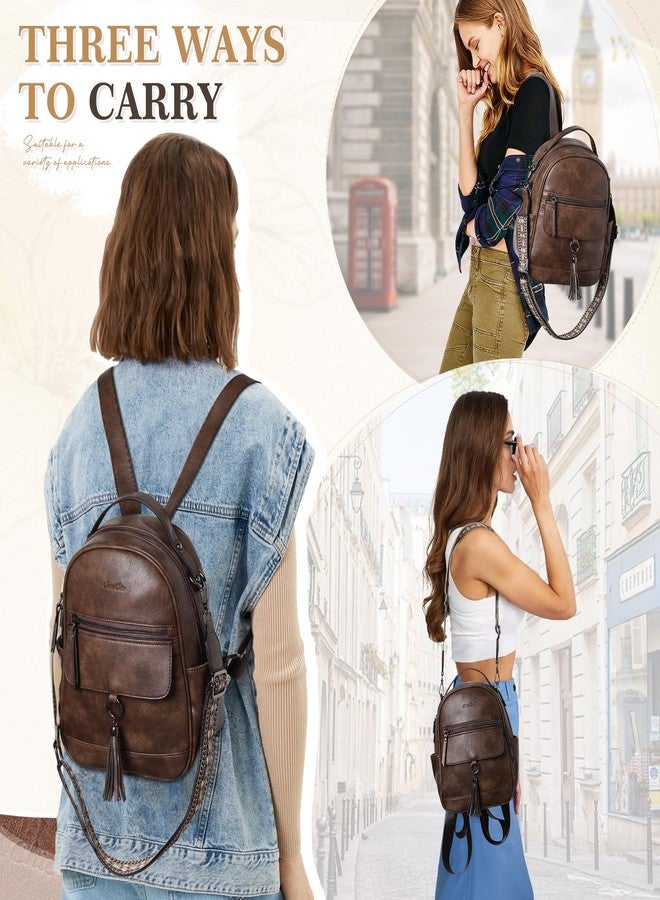 Chase Chic حقيبة ظهر صغيرة أنيقة من تشيس للنساء، مصنوعة من الجلد النباتي، حقيبة ظهر صغيرة لطيفة، حقيبة كتف أنيقة للسيدات للسفر وشرب القهوة - Image 3