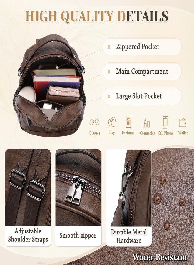 Chase Chic حقيبة ظهر صغيرة أنيقة من تشيس للنساء، مصنوعة من الجلد النباتي، حقيبة ظهر صغيرة لطيفة، حقيبة كتف أنيقة للسيدات للسفر وشرب القهوة - Image 4