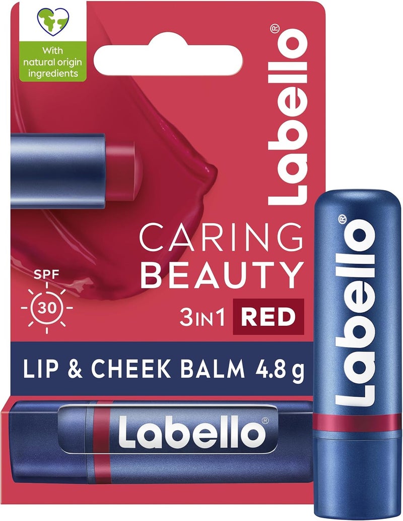 Lip Caring Beauty Red Color Lip and Cheek Balm SPF 30 Moisturising Tint with Sun Protection, 4.8g - Image 1