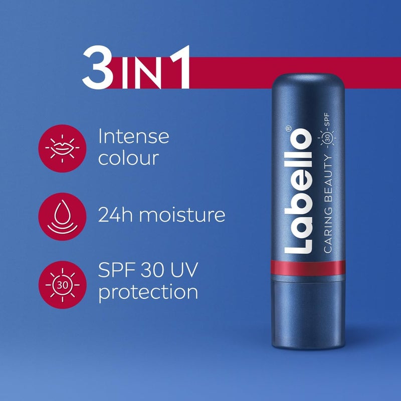 Lip Caring Beauty Red Color Lip and Cheek Balm SPF 30 Moisturising Tint with Sun Protection, 4.8g - Image 2