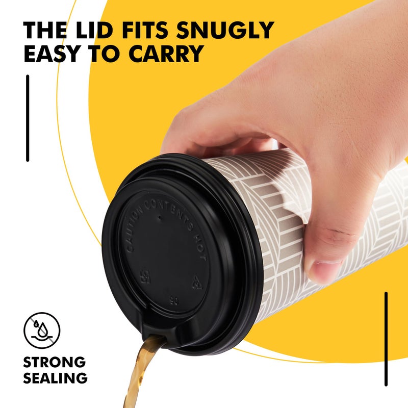 RACETOP 16 oz Disposable Coffee Cups with Lids 100 Pack, Grey Paper Coffee Cups with Lids, To Go Cup with Lid - Image 4