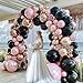 feilebalon Pink Black Balloon Arch Kit Double Stuffed Pastel Pearl Baby Pink Balloon Garland with Champagne Rose Gold Balloons for Birthday Bridal Baby Shower Wedding Graduation Party Decoration - Image 4