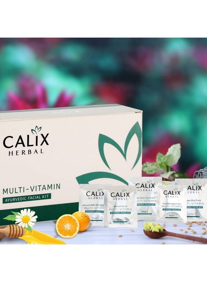 Calix Herbal Organic Multivitamin Ayurvedic Facial Kit For Remove Dead Cells Moisture Locking Boon Enriched With Vegetable & Almond Oil ; Men & Women Suitable For All Skin Type (Set Of 5) 50 Gm - Image 5