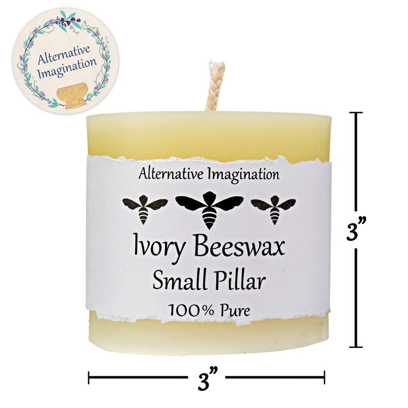 Alternative Imagination Beeswax White Pillar Candles - 3x3-100% Pure Beeswax Candles - 40 Hour - Unscented, Smokeless, Dripless for Home Decor, Wedding Decor, Spiritual Gifts, Spa Gifts - 1 Pack - Alternative Imagination - Image 4