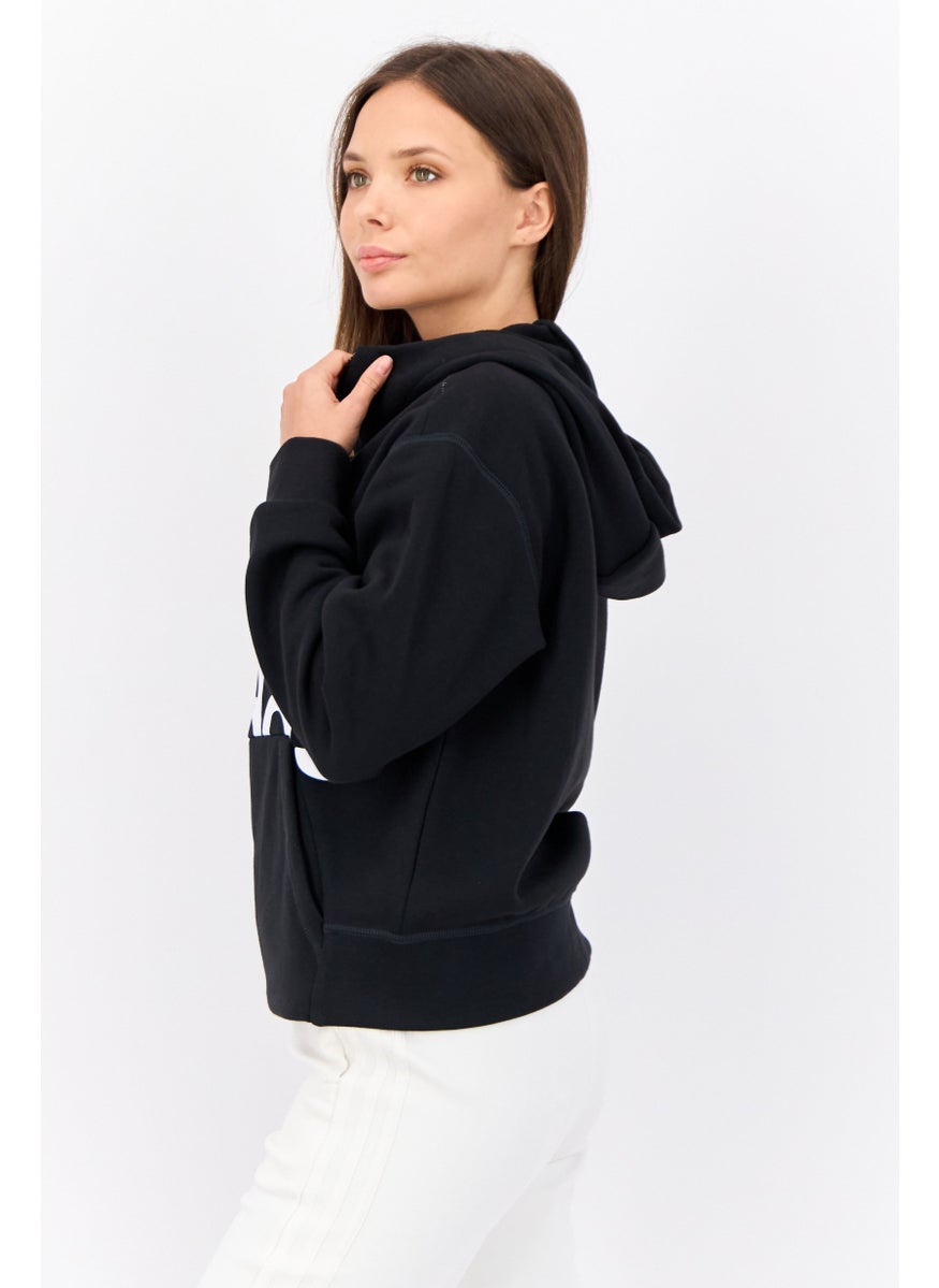 Adidas Women Sportswear Fit Long Sleeve Hooded Sweatshirt, Black  - Image 2