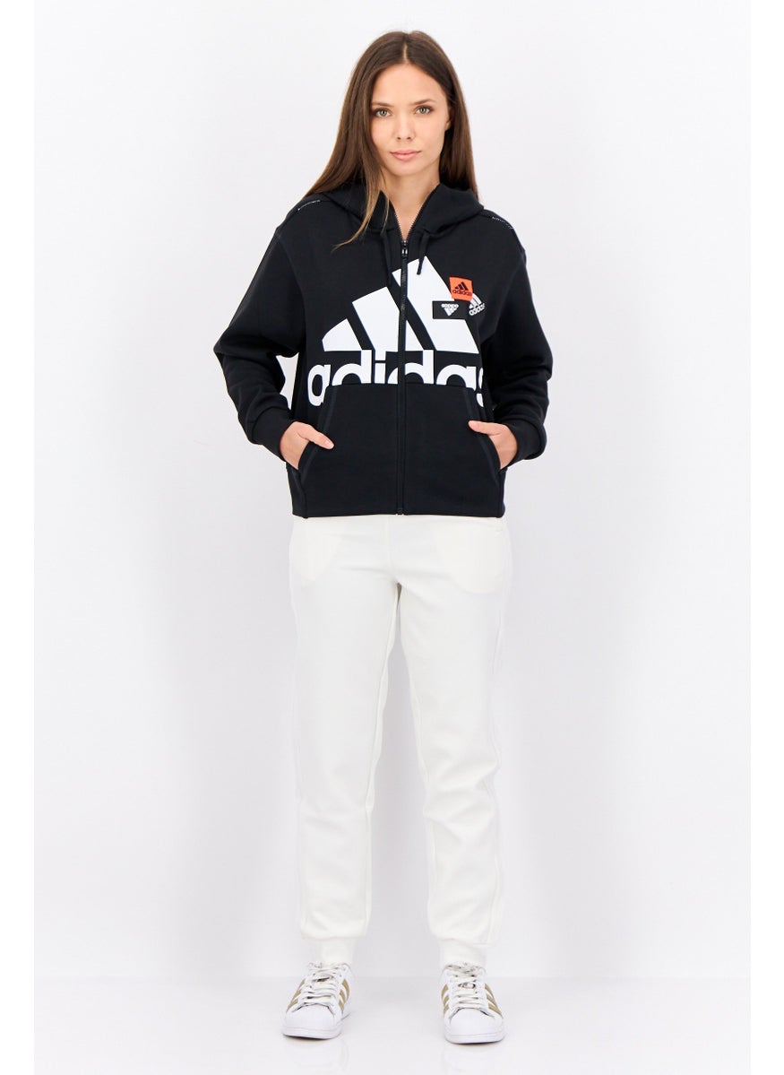Adidas Women Sportswear Fit Long Sleeve Hooded Sweatshirt, Black  - Image 4