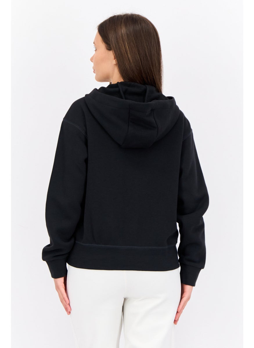Adidas Women Sportswear Fit Long Sleeve Hooded Sweatshirt, Black  - Image 3