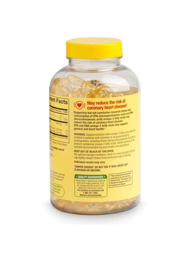 SPRING VALLEY سبرينغ فالي أوميغا-3 500 ملغ من زيت السمك لصحة القلب، ليمون، 360 كبسولة لينة - Image 3