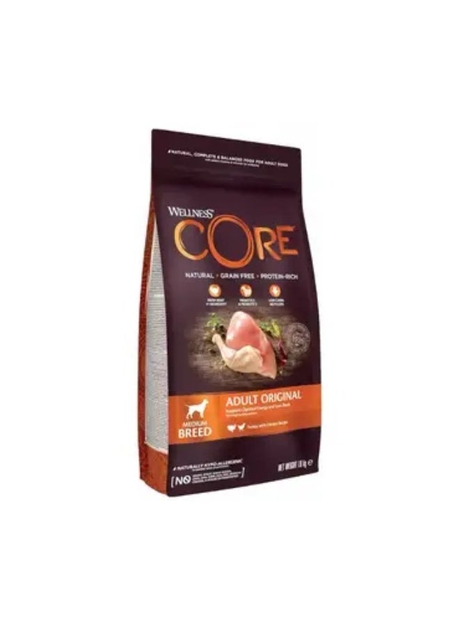 كور ويلنس كور اوريجنال طعام جاف بالديك الرومي والدجاج لفصائل الكلاب المتوسطة - 10 كيلو