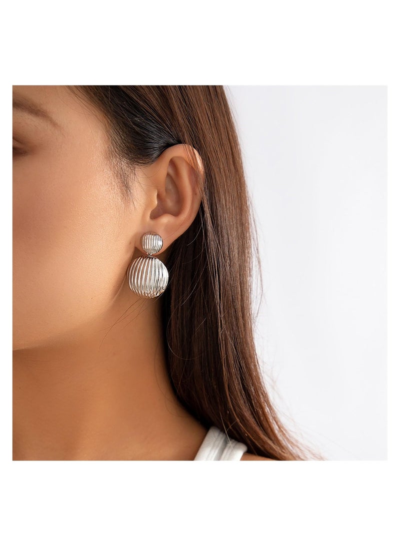 KASTWAVE Exquisite Hemisphere Drop Earrings, 2 Pairs Statement Retro Earrings Double Ball Drop Earrings, Gold Dangle Drop Earrings for Women Girls, Perfect for Graceful Style - Image 3