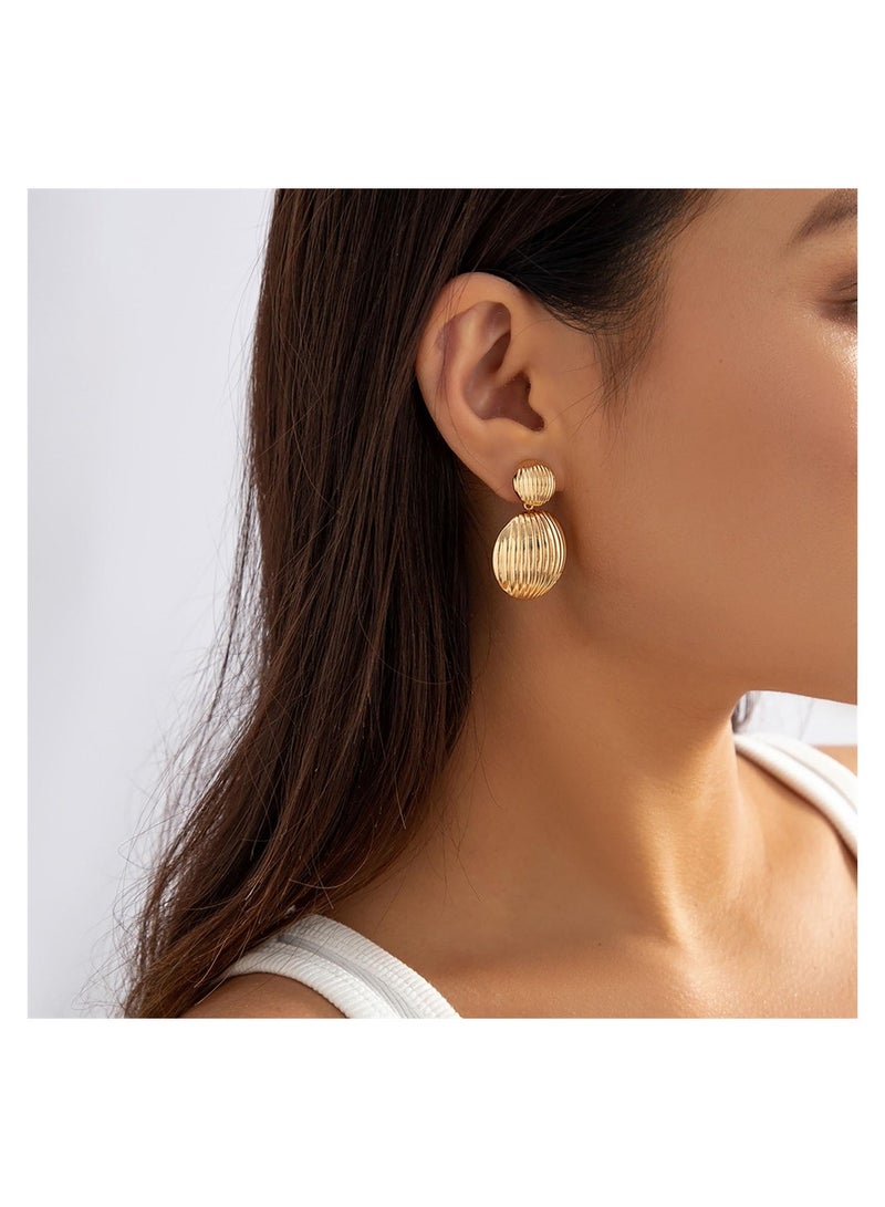 KASTWAVE Exquisite Hemisphere Drop Earrings, 2 Pairs Statement Retro Earrings Double Ball Drop Earrings, Gold Dangle Drop Earrings for Women Girls, Perfect for Graceful Style - Image 4