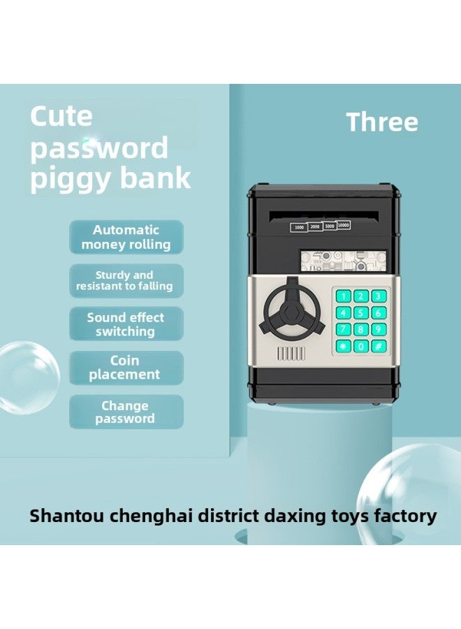 Special Gift For Children Password Cash Machine Atm Automatic Roll Money Piggy Bank Coin Piggy Bank Toy-Color:Black Piggy Bank  - Image 1