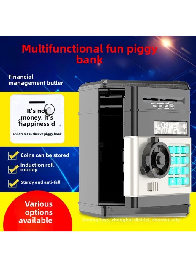 Special Gift For Children Password Cash Machine Atm Automatic Roll Money Piggy Bank Coin Piggy Bank Toy-Color:Black Piggy Bank  - Image 2