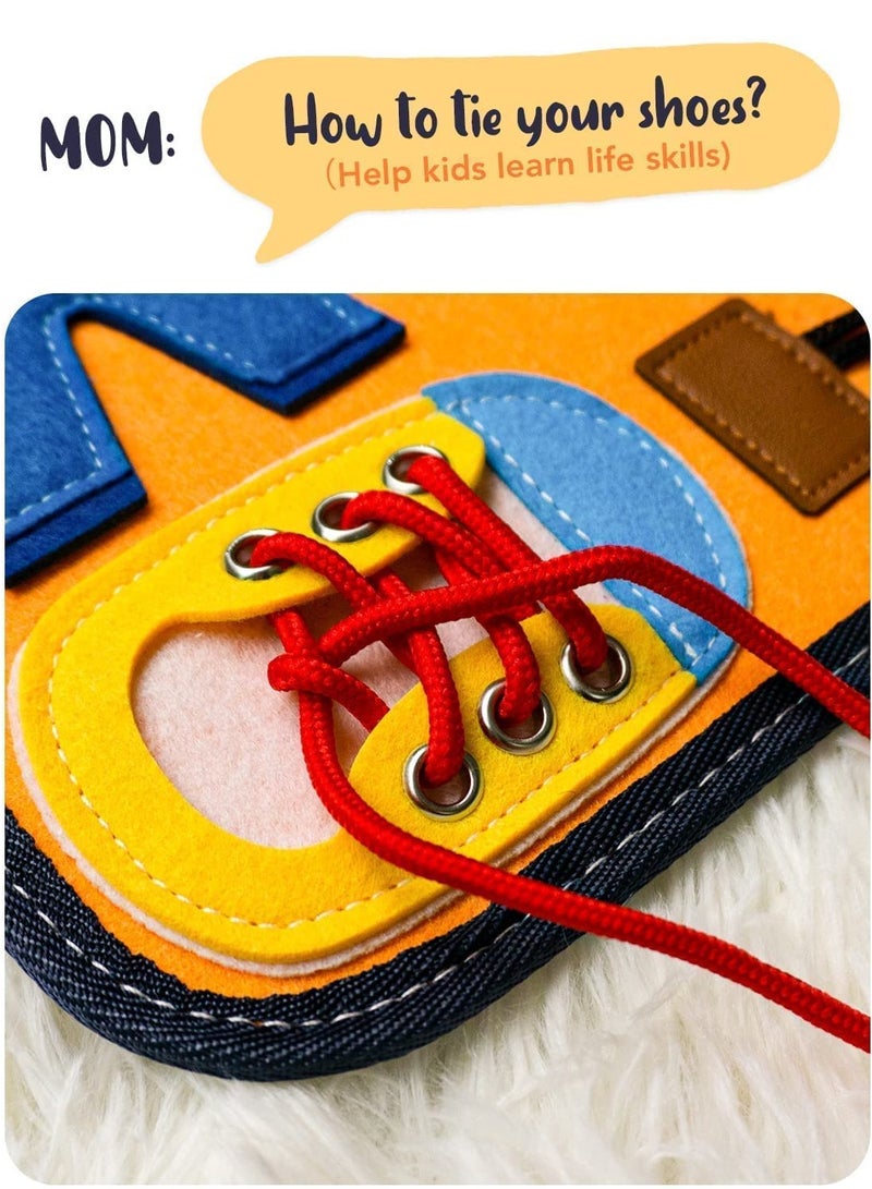 SYOSI Busy Board Montessori Toys for Toddlers, Sensory Toys Gifts for 1 2 3 4 Year Old Girls & Boys Preschool Autistic Children Activities Educational Travel Toy Kids Learning Basic Dress Skills  - Image 5