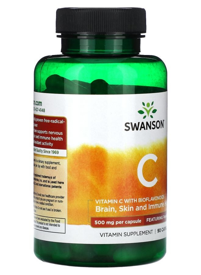 SWANSON Vitamin C with BioFlavonoids 500 mg 90 Capsules - Image 2