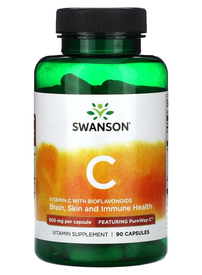 SWANSON Vitamin C with BioFlavonoids 500 mg 90 Capsules - Image 1
