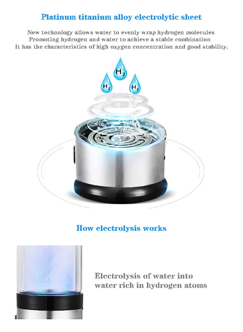 كاست ويف Hydrogen Water Bottle Generator - Portable 3 Minute Hydrogen-Rich Water Bottle, Rechargeable with the Latest Anti-Oxidation and Anti-Aging Technology. Hydrogen Water Generator providing up to 800 PPB - Image 2