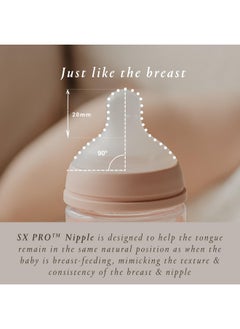 SUAVINEX Bonhomia Glass Baby Bottle With Sx Pro Silicone Nipple Anti Colic Baby Bottles Baby Bottles For Breastfed Babies 3 Pack Mint/Beige  - Image 4