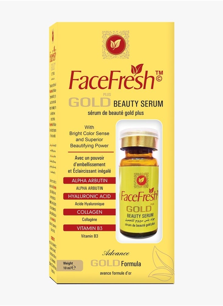 Face Fresh Gold Plus Beauty Serum - Vitamin B3 & Alpha Arbutin, Prevents Dryness, Protects Skin from Damage & Fights Acne, For All Skin Types 10ml 