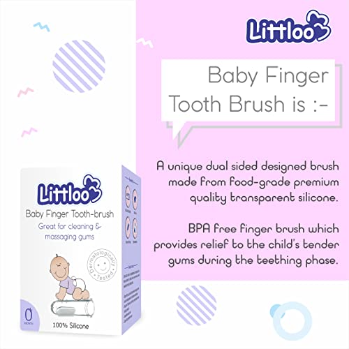 Littloo Baby Finger Toothbrush – 100% Silicone Infant Finger Brush for Cleaning & Massaging Gums – BPA Free – with Storage Case - Image 2