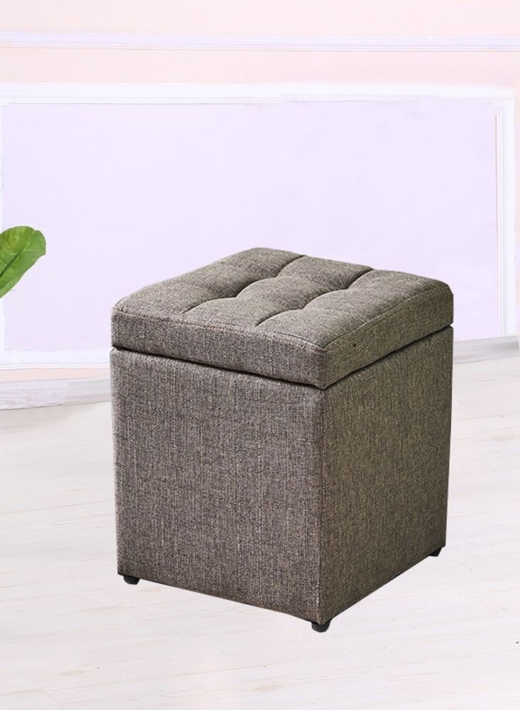 LINGWEI Ottoman Toy Box Square Linen Foot Stool Chair Folding Storage Sofa Stool  - Image 3