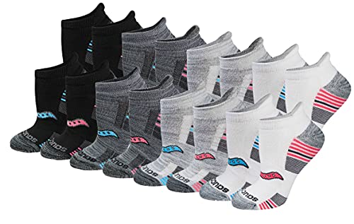 Saucony Women's RunDry Performance 8, 16 Pairs Heel Tab Athletic Socks, S-L, Grey Fashion (16 Pairs), Medium - Image 1