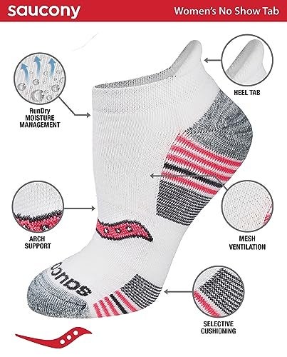 Saucony Women's RunDry Performance 8, 16 Pairs Heel Tab Athletic Socks, S-L, Grey Fashion (16 Pairs), Medium - Image 2