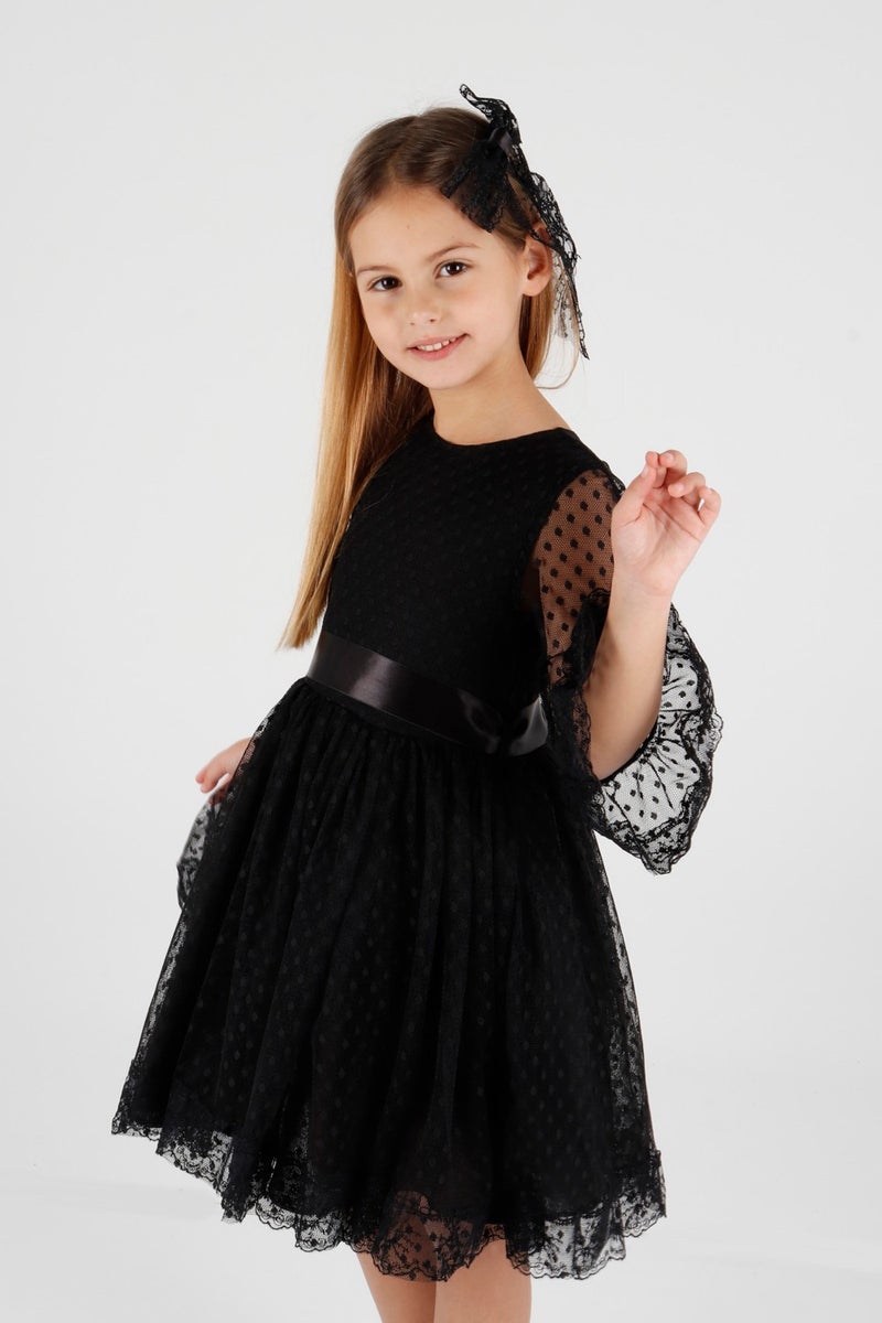Ahenk Kids AHENGİM GIRL CHILDREN DRESS GIRL CHILDREN BUCKLE DRESS GIRL DRESS TULLE LACE DRESS AK2209  - Image 1