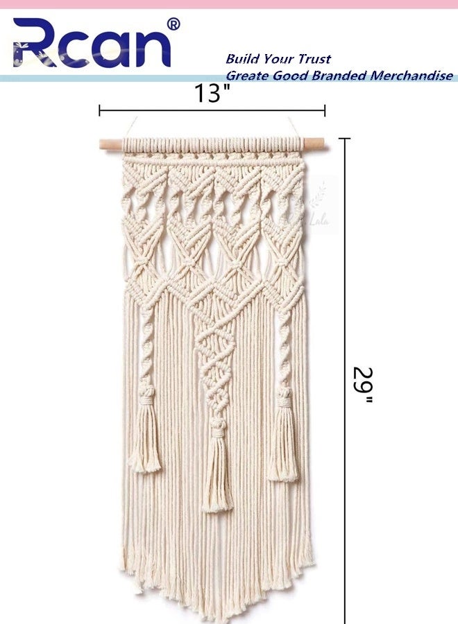 Rcan Large Macrame Wall Hanging Tapestry Wooden Stick Hand Woven Bohemia Tassel Curtain Home Living Wedding Backgrount Boho Decor - Image 4